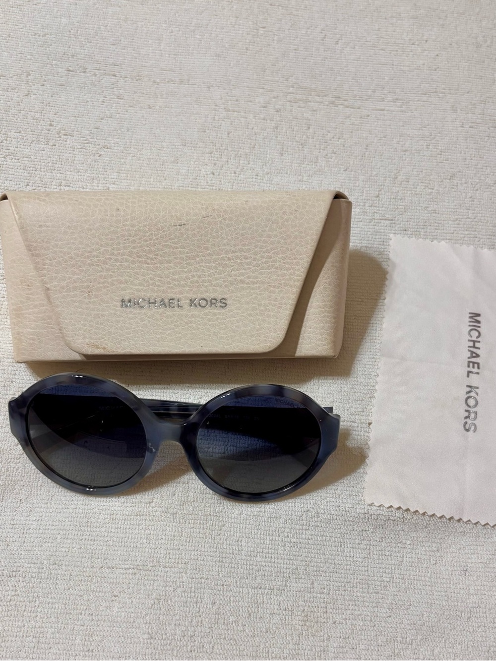 Michael Kors Women's Round Sunglasses - Blue Marble Tortoise Frame